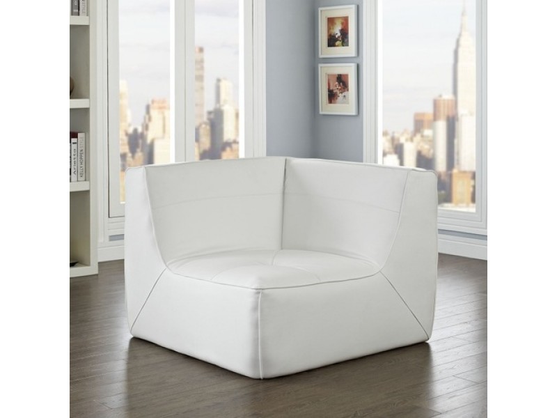 Modway Align Leather Corner Sofa in White