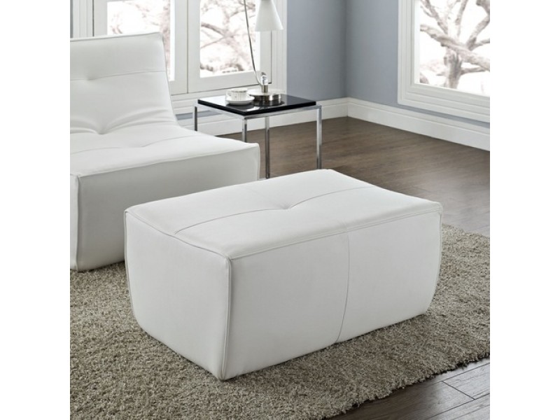 Modway Align Leather Ottoman in White