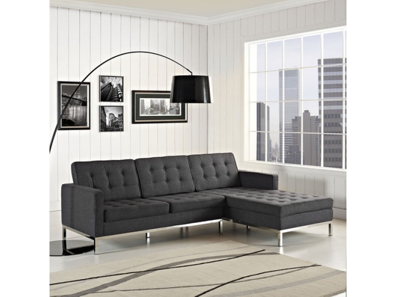 Modway Loft Right-Arm Sectional Sofa in Dark Gray