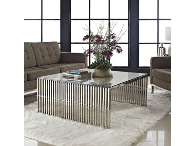 Modway Gridiron Coffee Table in Silver