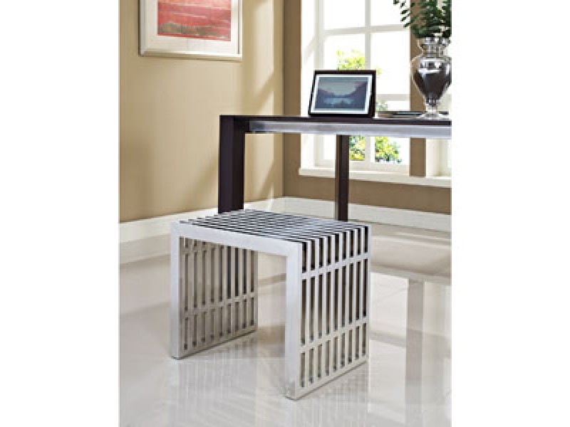 Modway Gridiron Small Bench in Silver
