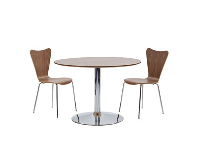 Modway Rostrum 3 Piece Dining Set in Walnut
