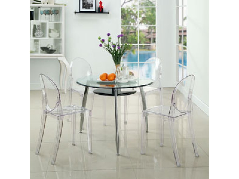 Modway Casper Dining Chairs Set of 4 in Clear
