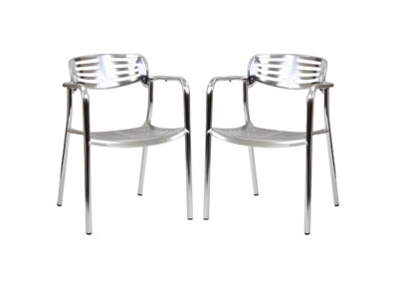 Modway Ohio Dining Chairs Set of 2 in Silver