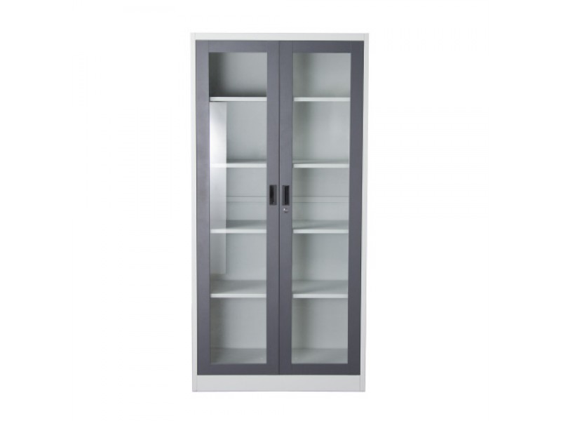 Diamond Sofa 2-Door 5-Shelf Bookcase with Tempered Glass Door Front & Key Lock Entry
