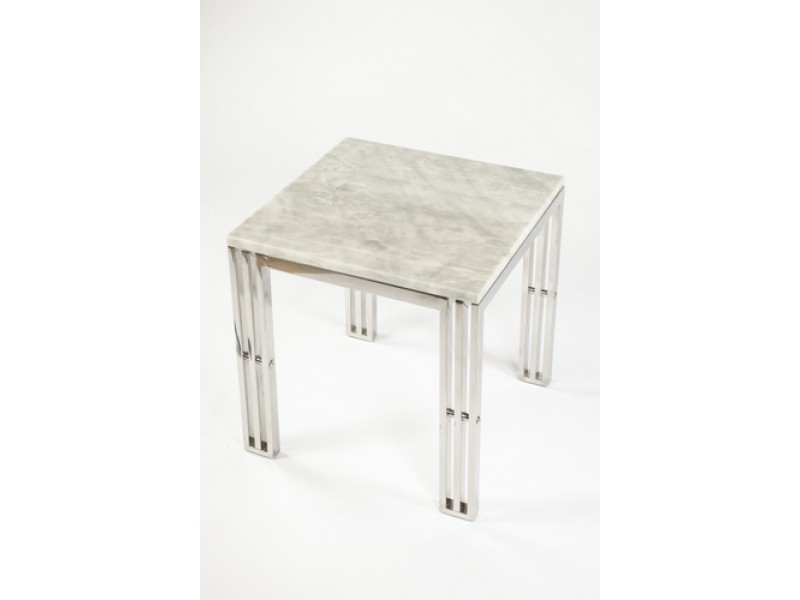 Control Brand End Table With Carrara Marble and Stainless Steel Frame