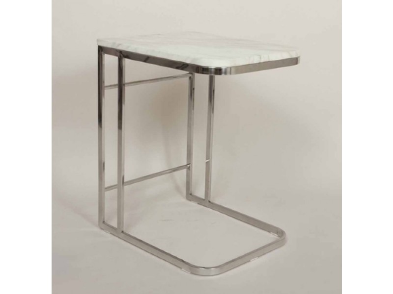 Control Brand Carrara Marble Side Table With Stainless Steel Frame