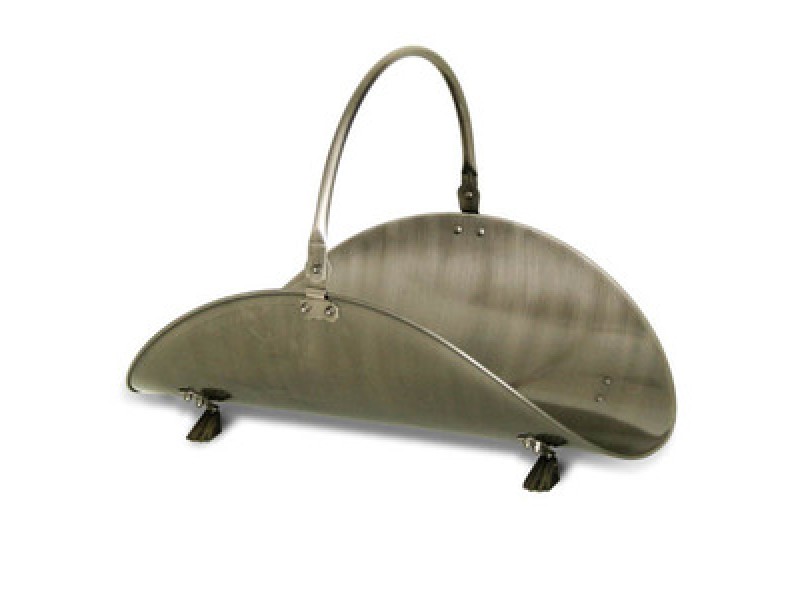 Fireside America Napa Forge Kentfield Oval Wood Basket - Pewter