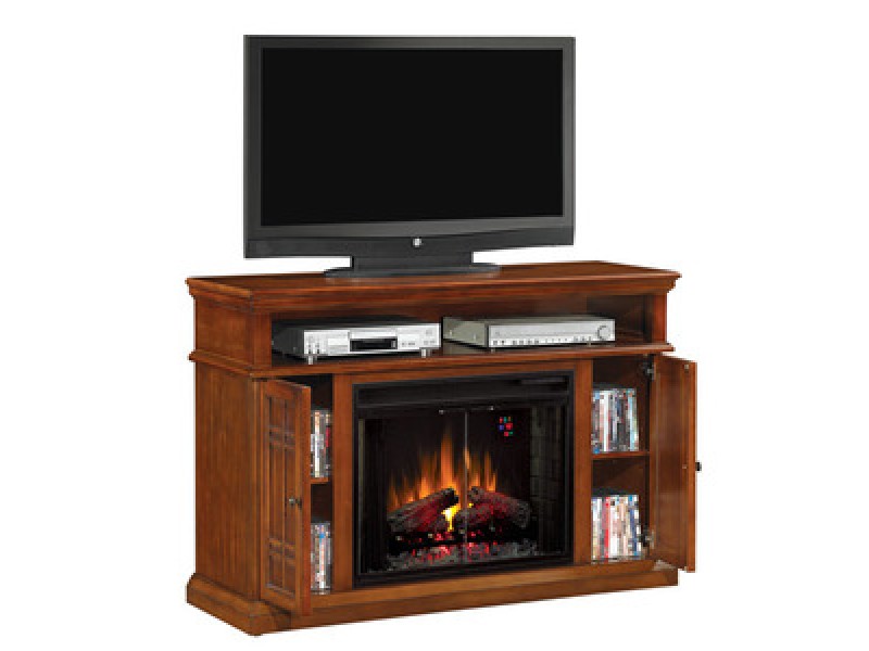Fireside America Classic Flame 28 Inches Carmel Home Theater with Electric Fireplace - Premium Pecan Cherry