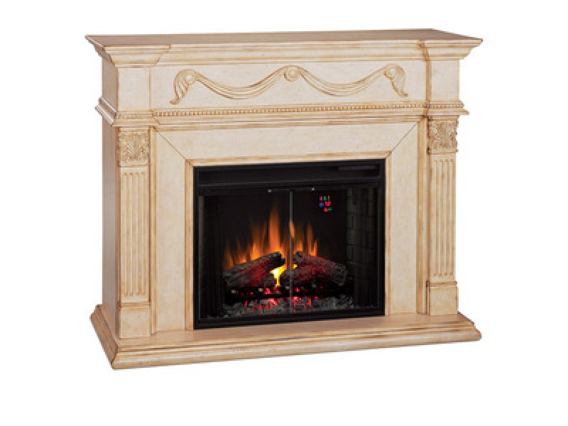 Fireside America Classic Flame 28 Inches Gossamer Electric Fireplace - Antique Ivory