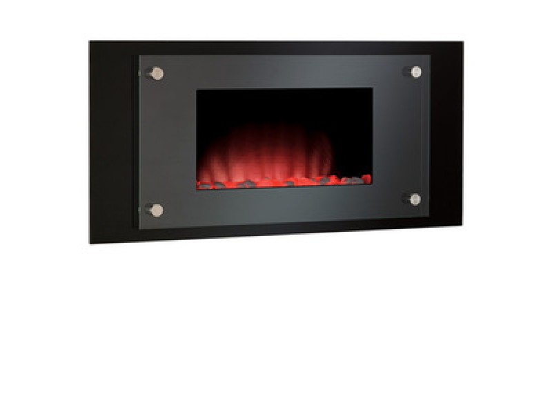 Fireside America Classic Flame 35 Inches Harmony Fire Display - Wall Hanging Fireplace - Black with Stainless Steel Accents