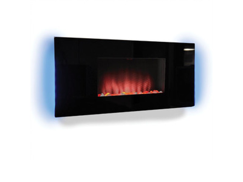 Fireside America Classic Flame 35 Inches Zen Fire Display - Wall Hanging Fireplace - Gloss Black