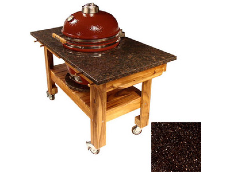 Fireside America Acacia Cart with Black Galaxy Granite Top and Riser