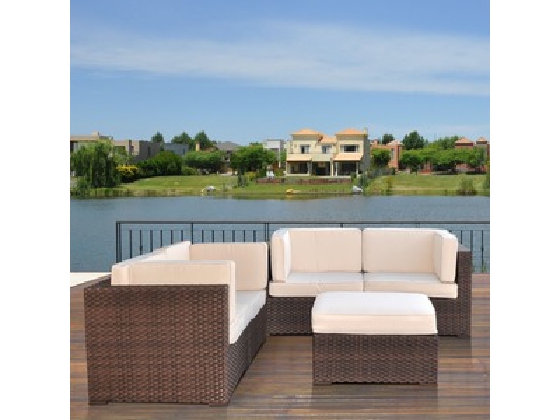 International Home Miami Atlantic Nice Sectional Five Piece Set in Off-White