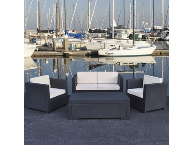 International Home Miami Atlantic Rimini PVC Wicker Style Set in Grey