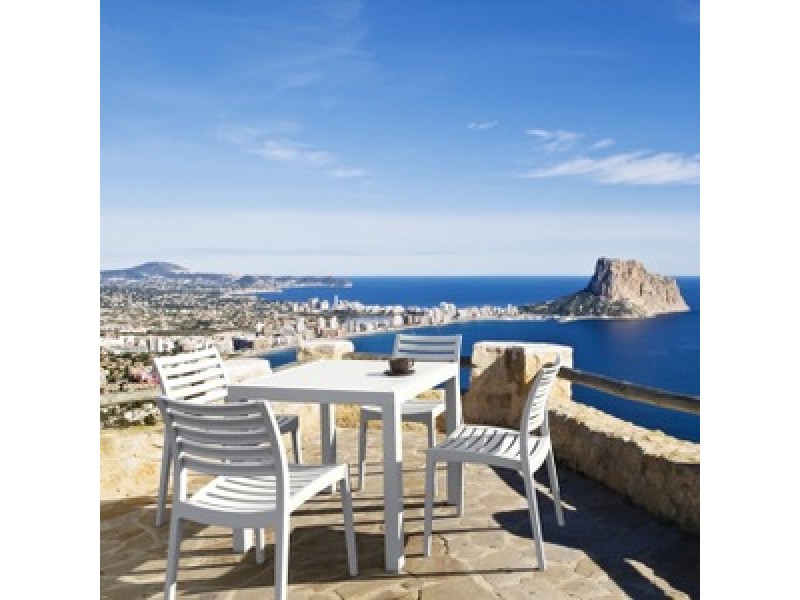 Ares Resin Square Dining Set with 4 chairs White
