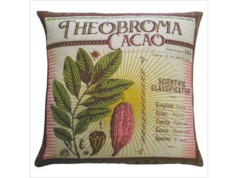 Koko Company Botanica 20" x 20" Linen Pillow with Theobroma Cacao Print