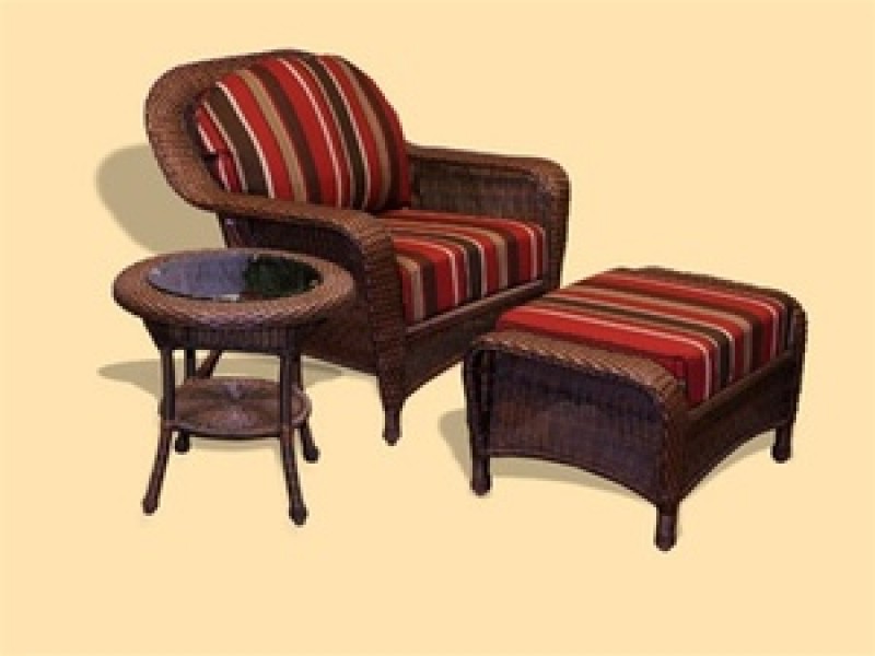 Tortuga Outdoor Sea Pines Club Chair, Ottoman, and End Table