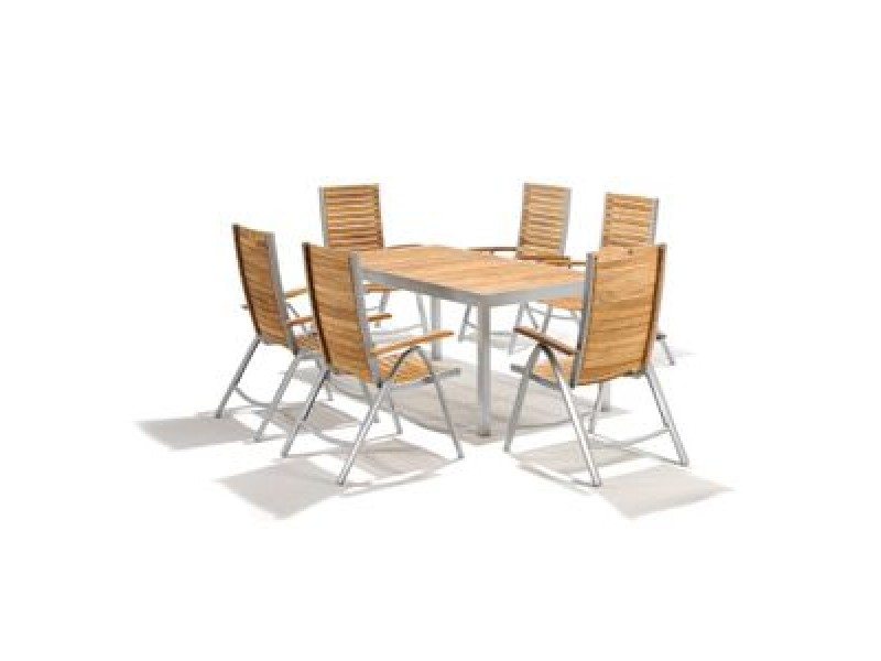 International Home Lazar Teak 7 Piece Rectangle Dining Table and Chair Set