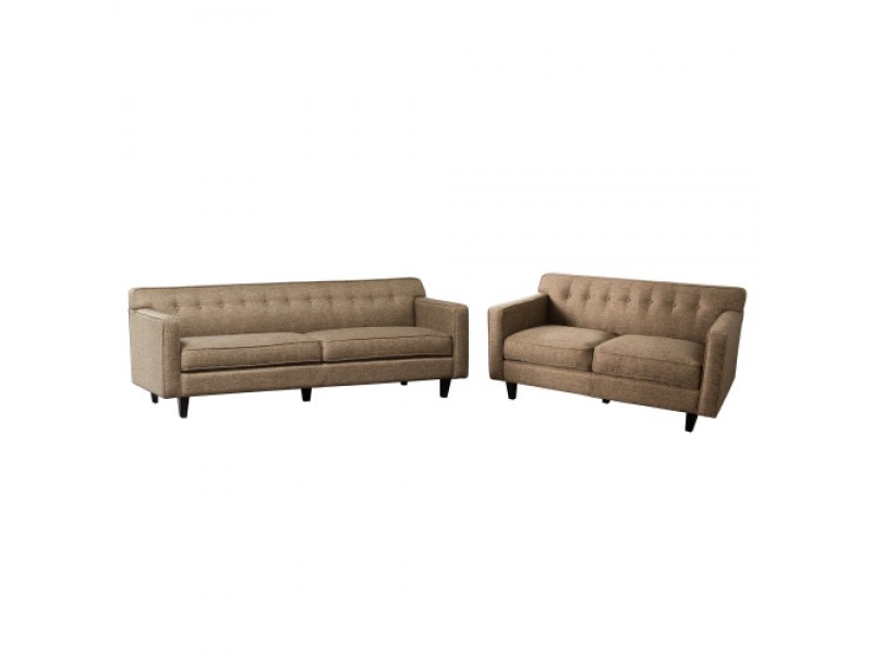 Diamond Sofa Mid-Century Sofa Loveseat in Pepper Tweed Fabric Set of 2