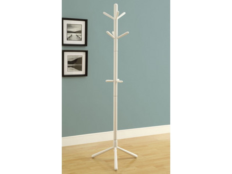 Monarch Specialties White Contemporary Solid Wood Coat Rack