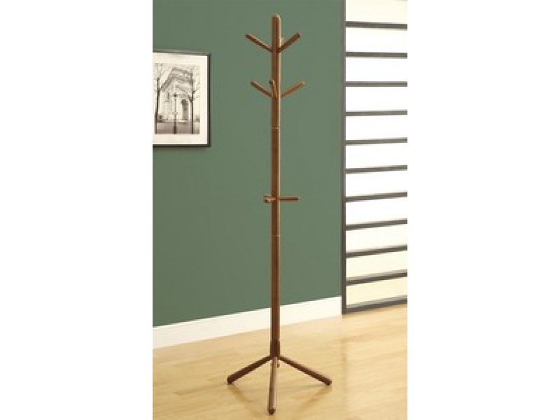 Monarch Specialties Oak Contemporary Solid Wood Coat Rack