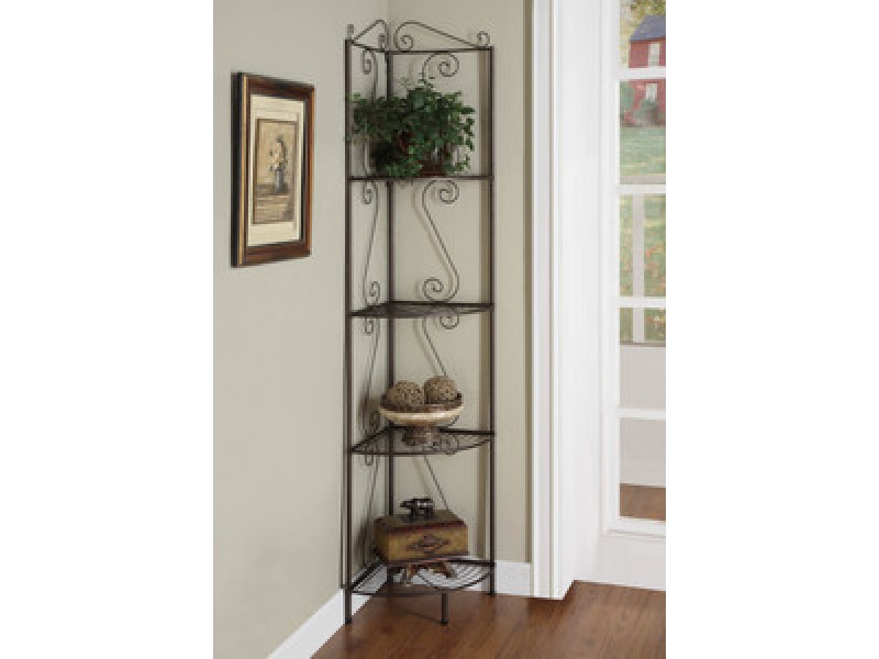 Monarch Specialties Copper Metal 70"H Corner Display Etagere