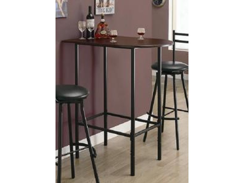 Monarch Specialties Cappuccino / Black Metal 24"X 36" Spacesaver Bar Table