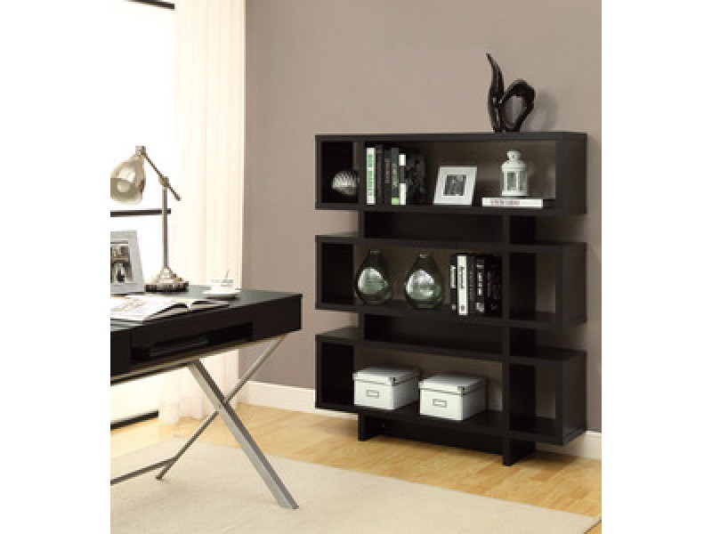 Monarch Specialties Cappuccino Hollow-Core 55"H Modern Bookcase