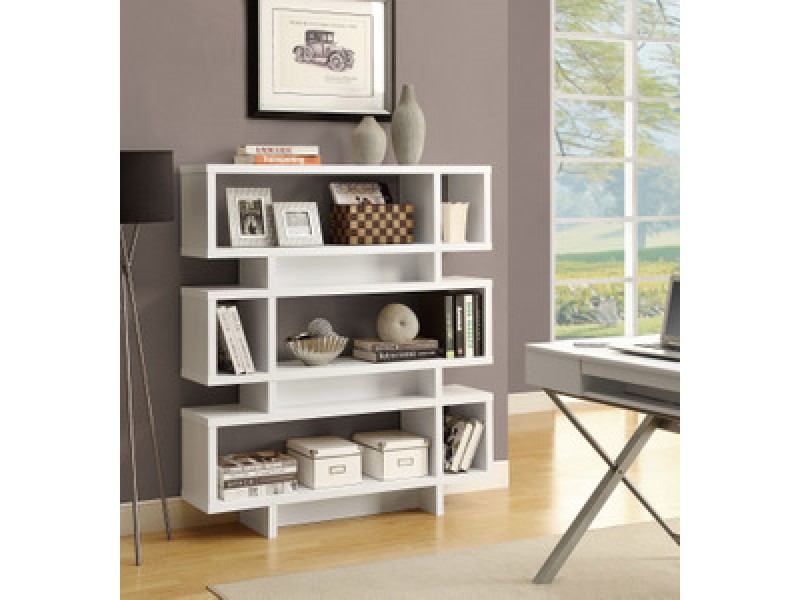 Monarch Specialties White Hollow-Core 55"H Modern Bookcase
