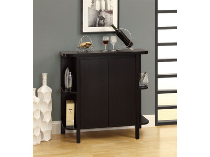 Monarch Specialties Cappuccino 36"H Bar Unit With Bottle And Glass Storage