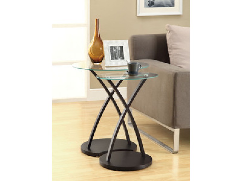Monarch Specialties Cappuccino Bentwood 2pcs Nesting Table Set