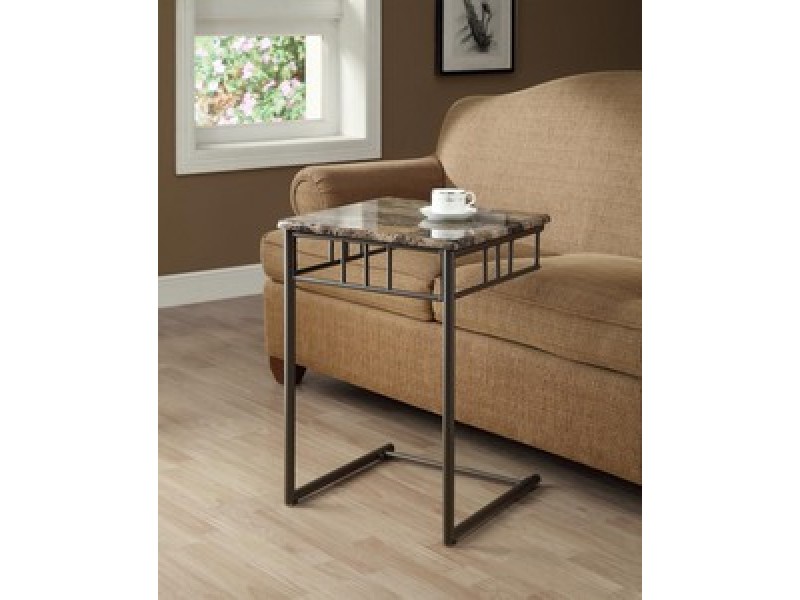 Monarch Specialties Cappuccino Marble / Bronze Metal Snack Table