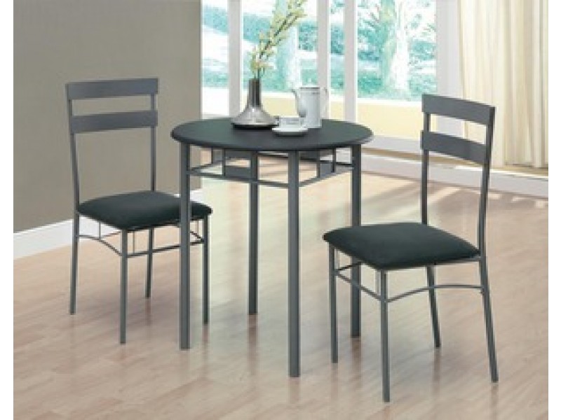 Monarch Specialties Black / Silver Metal 3pcs Bistro Set