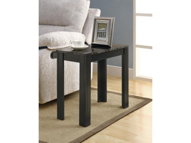Monarch Specialties Black / Grey Marble Accent Side Table
