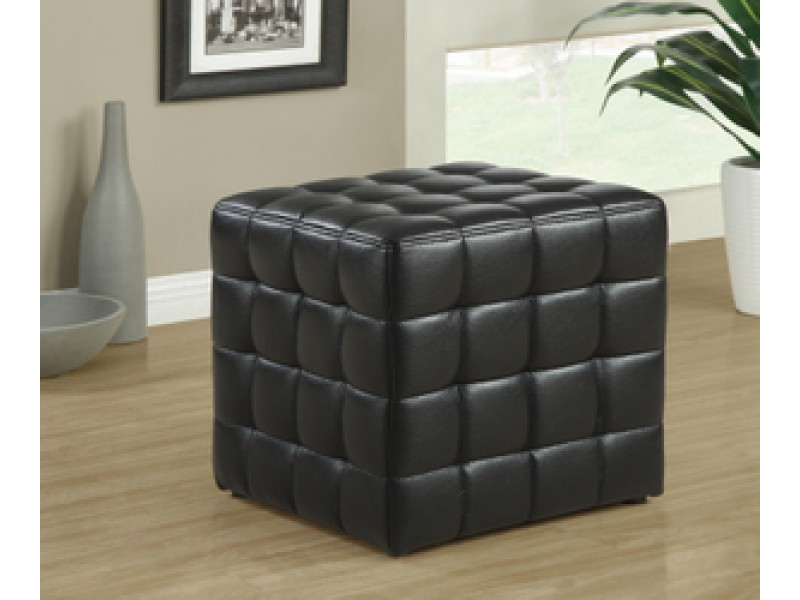 Monarch Specialties Black Leather-Look Ottoman