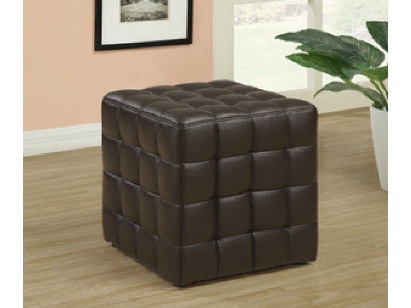 Monarch Specialties Dark Brown Leather-Look Ottoman