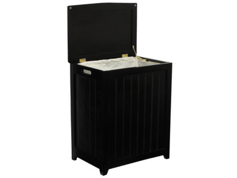 Mahogany Finished Rectangular Laundry Wood Hamper