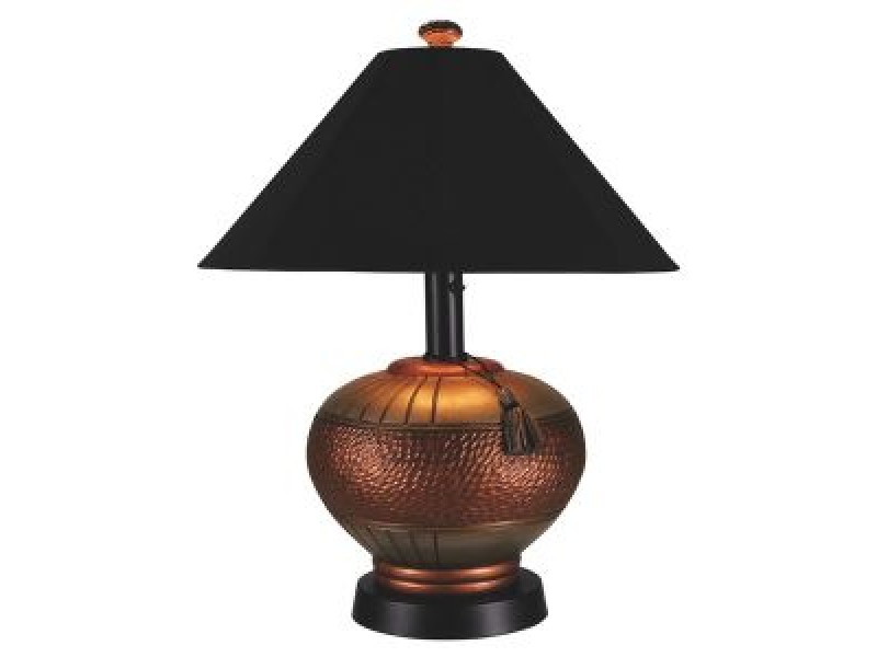 Patio Concepts 60" Phoenix Outdoor Copper Table Lamp with Black Sunbrella Shade