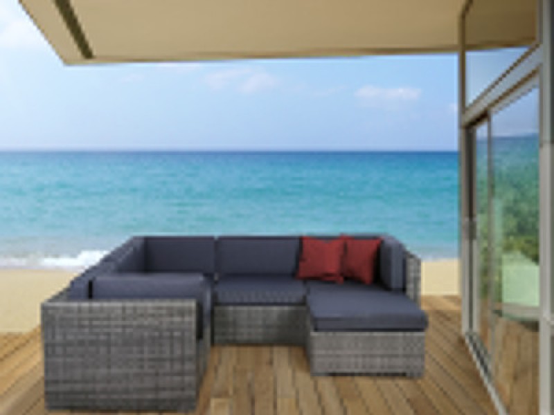 International Home Miami Atlantic Bellagio 6 pc Grey Wicker Seating Set with Cushions