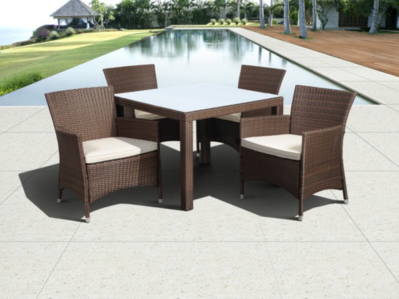 International Home Miami Atlantic Grand New Liberty Deluxe Square 5 Piece Patio Dining Set with Cushions