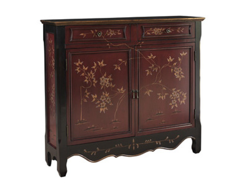 Powell Red Oriental 2-Door Console