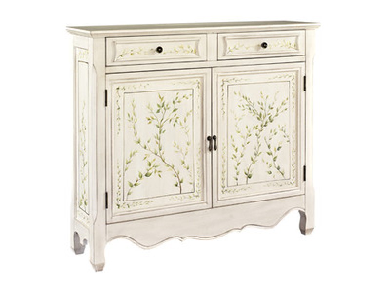 Powell White Hand Painted 2-Door Console