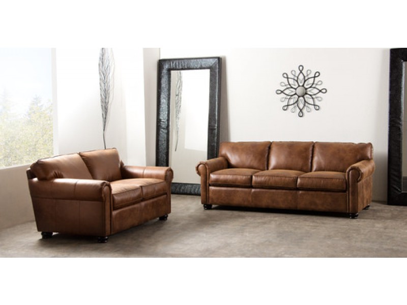 Diamond Sofa Rexford Sofa & Loveseat in Bomber Brown