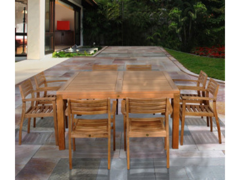 International Home Miami Amazonia Teak Victoria 9 pc Teak Square Dining Set