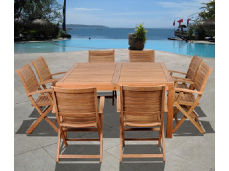 International Home Miami Amazonia Teak Boynton 9 pc Teak Square Dining Set