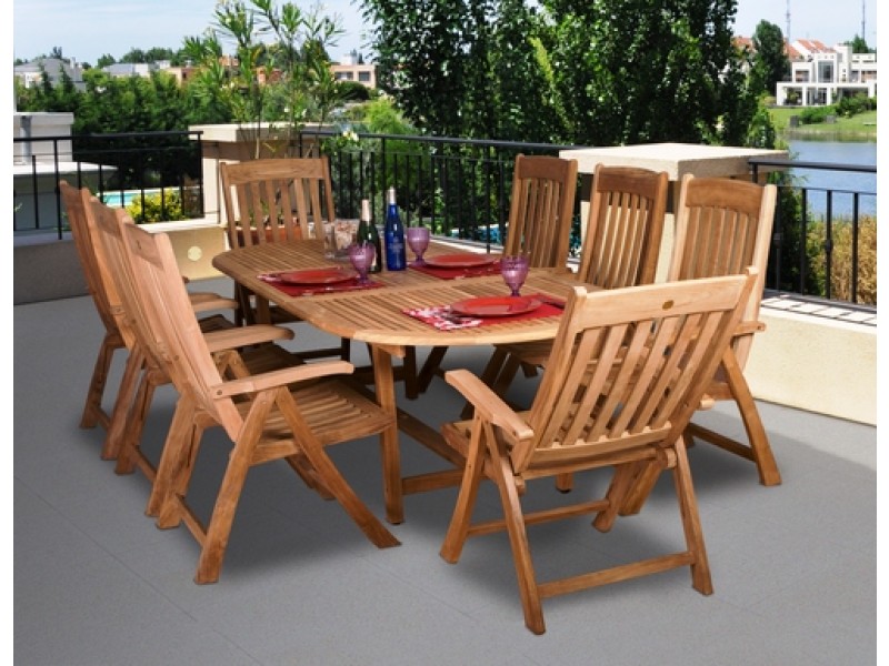 International Home Miami Amazonia Teak Belfast 9-pc Teak Dining Set