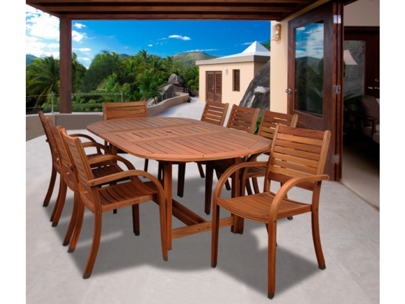 International Home Miami Amazonia Arizona 9 pc Eucalyptus Oval Dining Set