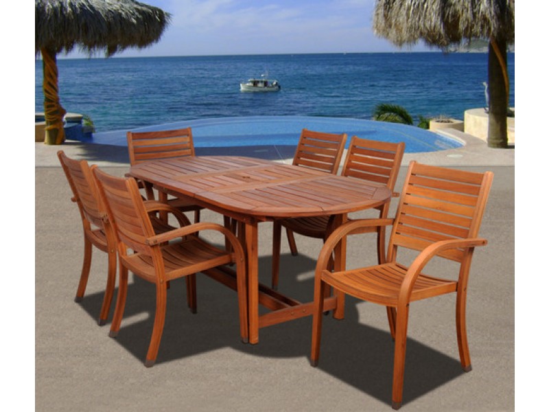 International Home Miami Amazonia Arizona 7 pc Eucalyptus Oval Dining Set