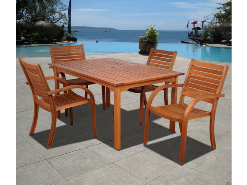 International Home Miami Amazonia Arizona 5 pc Eucalyptus Rectangular Dining Set